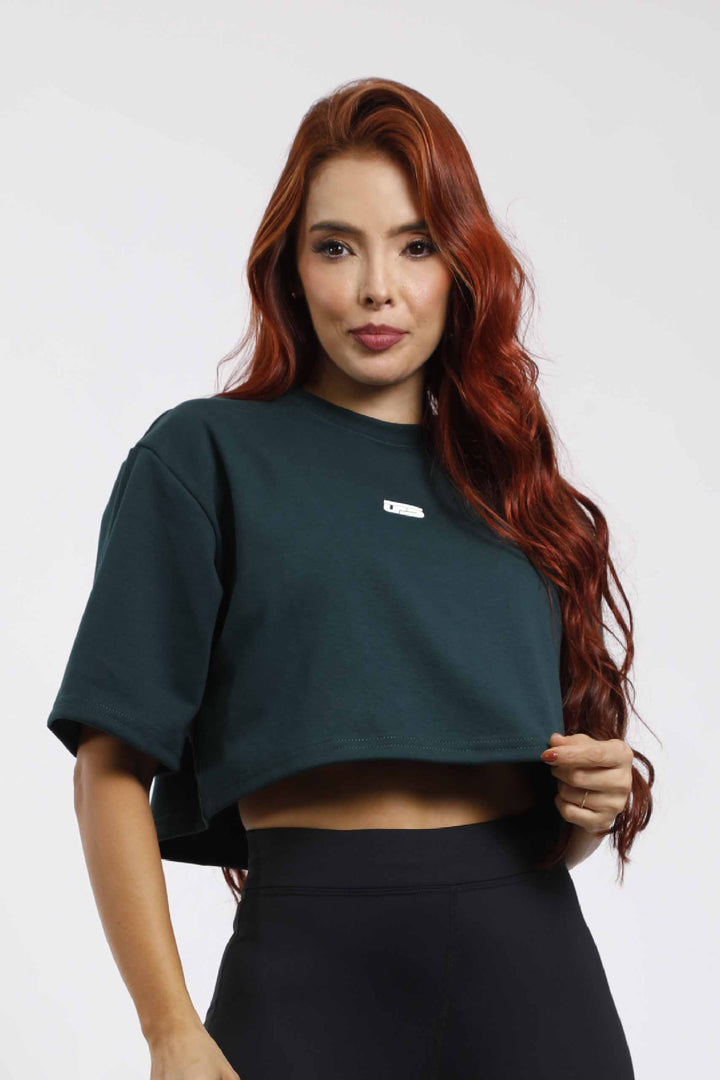 CAMISA OVERSIZE DEPORTIVA MUJER VERDE OSCURO