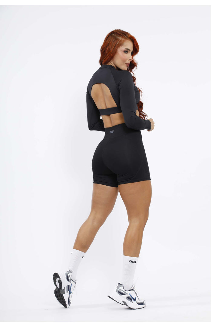 CONJUNTO DEPORTIVO MUJER NEGRO SHORT NEGRO TOP NEGRO SD-125 NEGR0 - CB-092 NEGRO