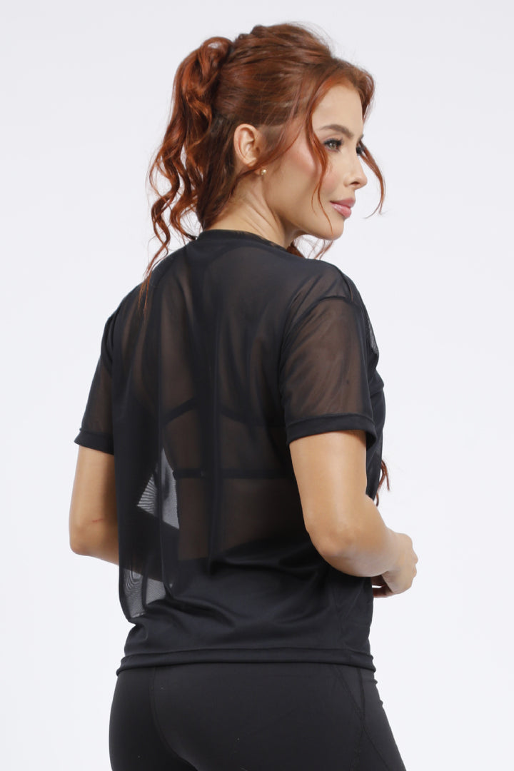 Blusa deportiva en malla negra BL-052N